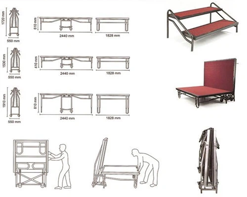 Iron Foldable Wooden Stage
